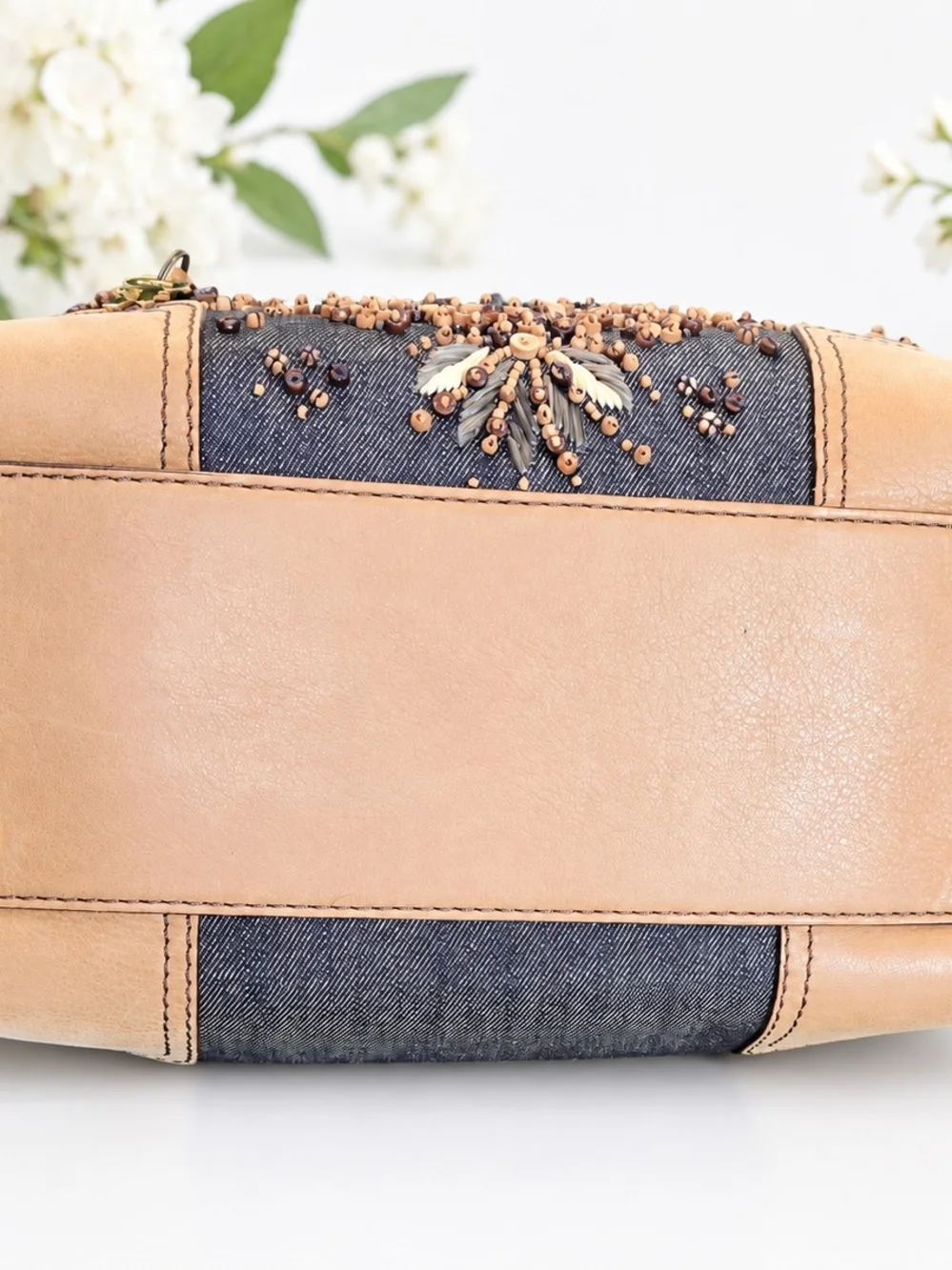 Loewe Amazona 28 Wood Beaded Denim Handbag Lim Edition Summer Collection (2007)